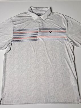 Callaway Men’s Opti-Dri Striped Gray Short Sleeve Polo – Size Large